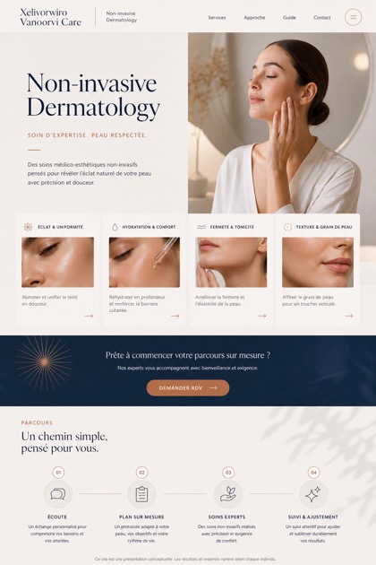 Healthcare website design for France, showing a clear opening, service information, supporting content, and a focused inquiry action.