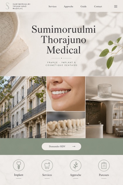 Healthcare website design for France, showing a clear opening, service information, supporting content, and a focused inquiry action.