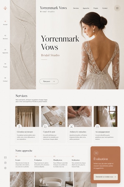 Weddings & Events website design for France, showing a clear opening, service information, supporting content, and a focused inquiry action.