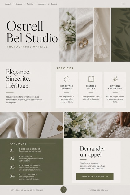 Weddings & Events website design for France, showing a clear opening, service information, supporting content, and a focused inquiry action.