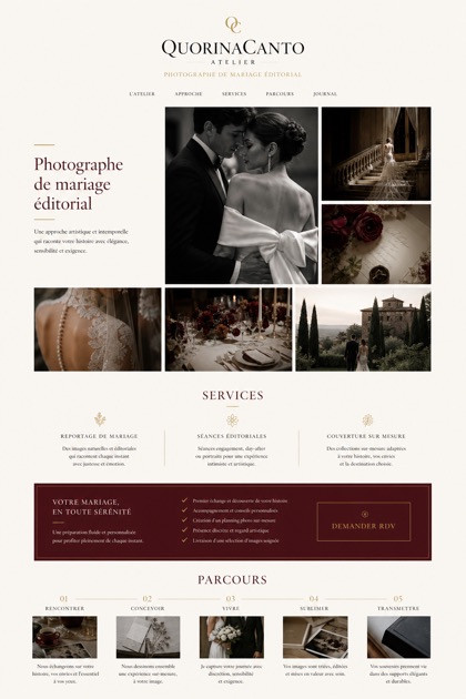 Weddings & Events website design for France, showing a clear opening, service information, supporting content, and a focused inquiry action.