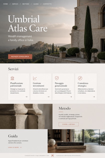 Finance website design for Italy, showing a clear opening, service information, supporting content, and a focused inquiry action.