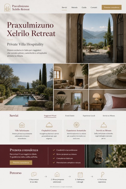 Hospitality website design for Italy, showing a clear opening, service information, supporting content, and a focused inquiry action.