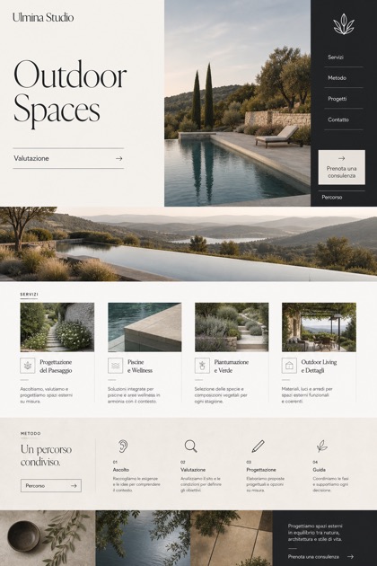 Architecture & Interiors website design for Italy, showing a clear opening, service information, supporting content, and a focused inquiry action.
