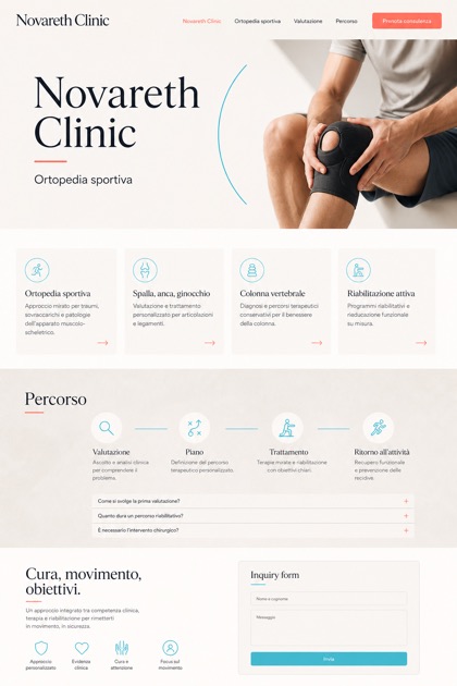 Healthcare website design for Italy, showing a clear opening, service information, supporting content, and a focused inquiry action.