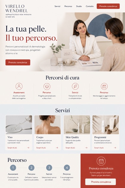 Healthcare website design for Italy, showing a clear opening, service information, supporting content, and a focused inquiry action.