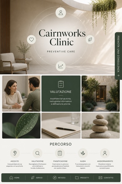 Healthcare website design for Italy, showing a clear opening, service information, supporting content, and a focused inquiry action.