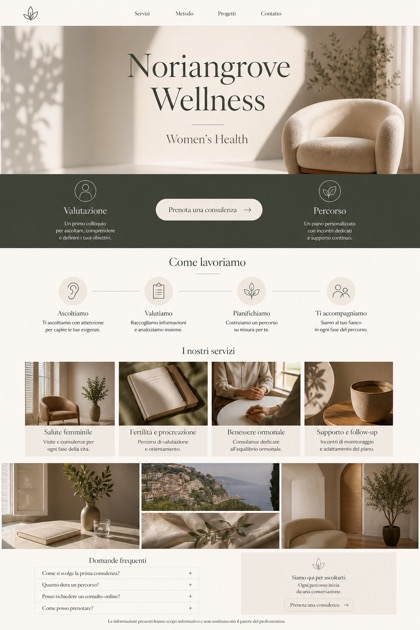 Healthcare website design for Italy, showing a clear opening, service information, supporting content, and a focused inquiry action.