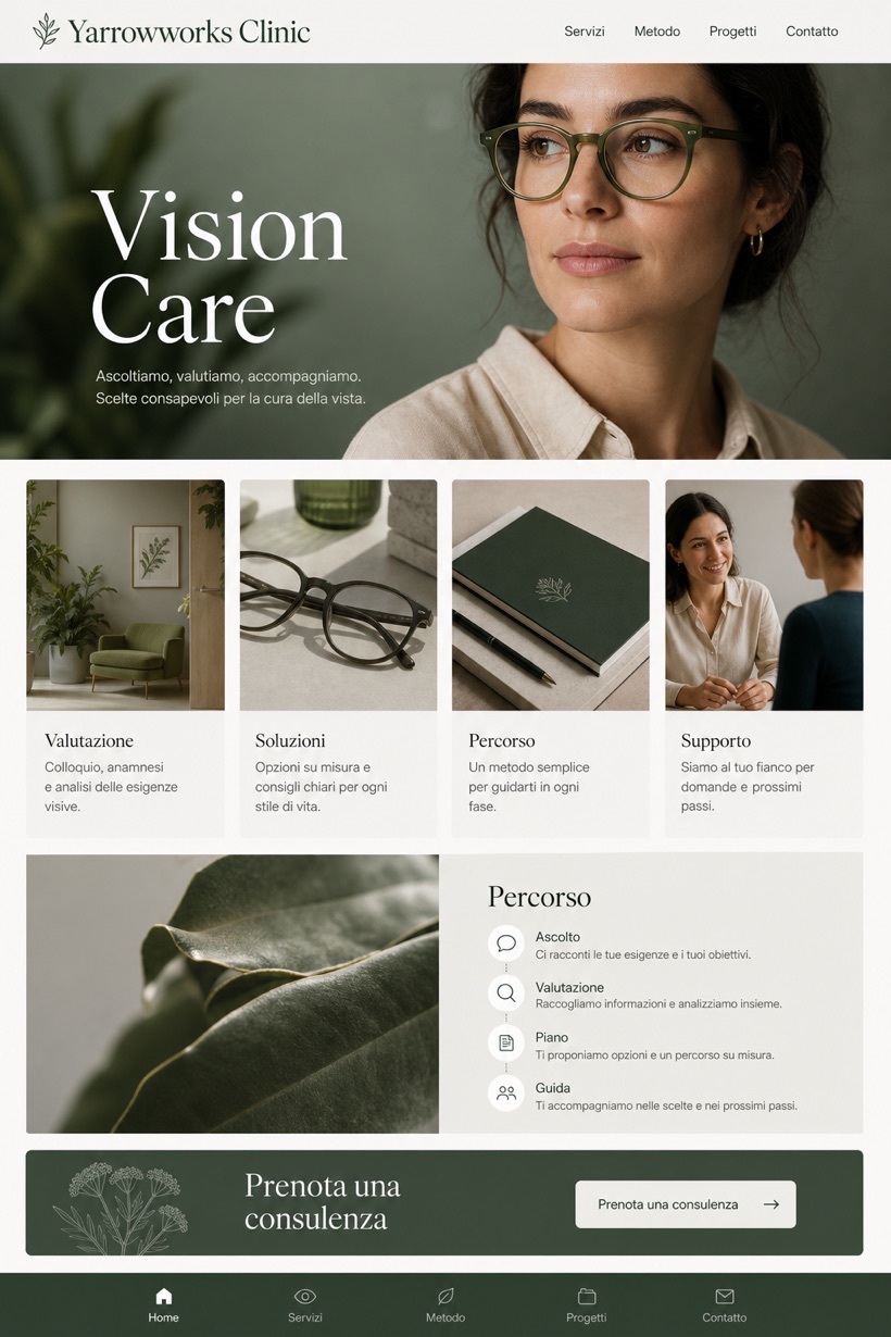 Healthcare website design for Italy, showing a clear opening, service information, supporting content, and a focused inquiry action.