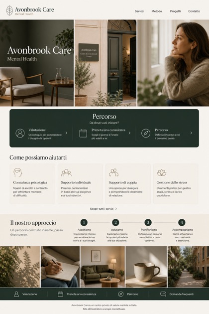 Healthcare website design for Italy, showing a clear opening, service information, supporting content, and a focused inquiry action.