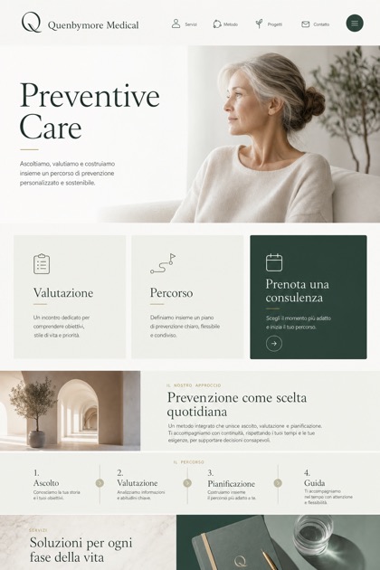 Healthcare website design for Italy, showing a clear opening, service information, supporting content, and a focused inquiry action.