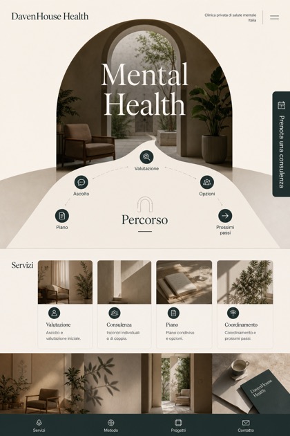 Healthcare website design for Italy, showing a clear opening, service information, supporting content, and a focused inquiry action.