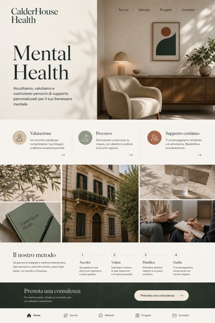 Healthcare website design for Italy, showing a clear opening, service information, supporting content, and a focused inquiry action.