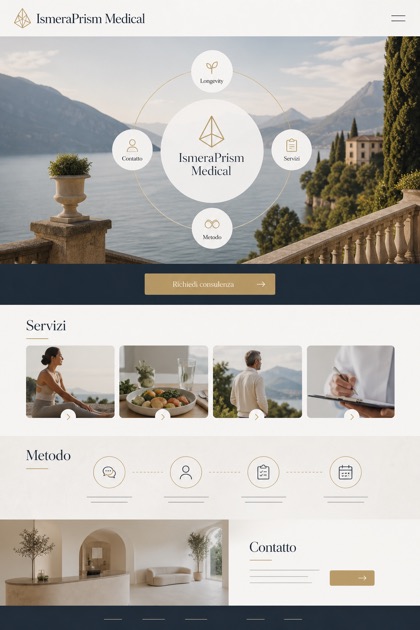 Healthcare website design for Italy, showing a clear opening, service information, supporting content, and a focused inquiry action.