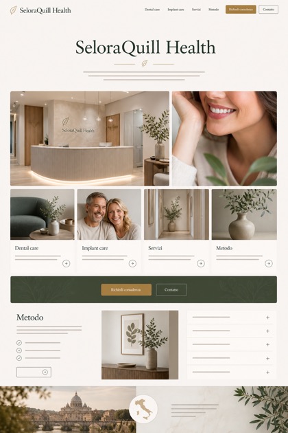 Healthcare website design for Italy, showing a clear opening, service information, supporting content, and a focused inquiry action.