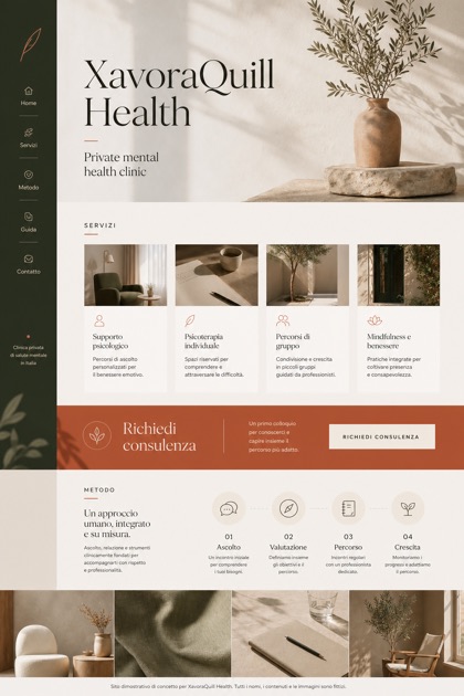 Healthcare website design for Italy, showing a clear opening, service information, supporting content, and a focused inquiry action.