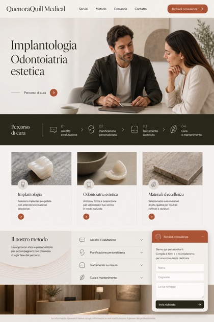 Healthcare website design for Italy, showing a clear opening, service information, supporting content, and a focused inquiry action.