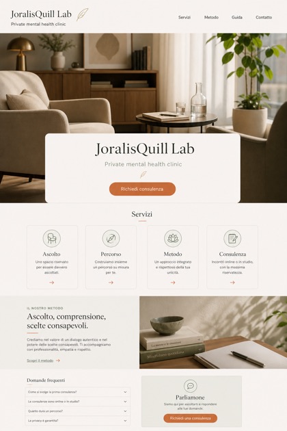 Healthcare website design for Italy, showing a clear opening, service information, supporting content, and a focused inquiry action.