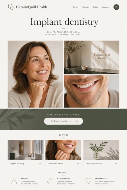 Healthcare website design for Italy, showing a clear opening, service information, supporting content, and a focused inquiry action.