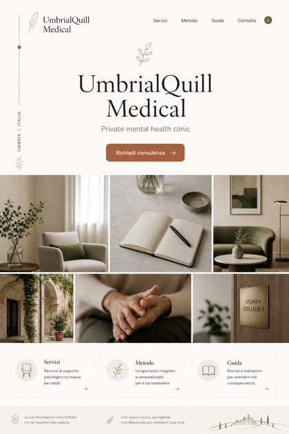 Healthcare website design for Italy, showing a clear opening, service information, supporting content, and a focused inquiry action.