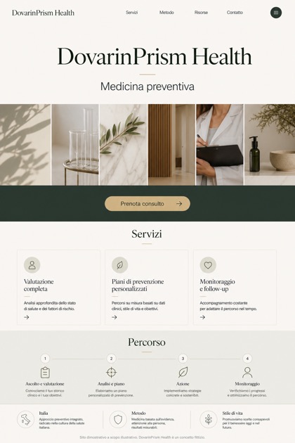 Healthcare website design for Italy, showing a clear opening, service information, supporting content, and a focused inquiry action.
