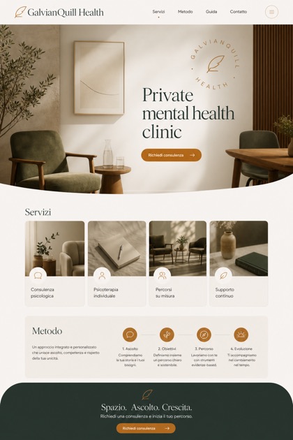 Healthcare website design for Italy, showing a clear opening, service information, supporting content, and a focused inquiry action.