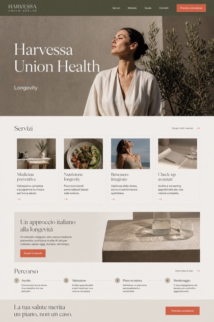 Healthcare website design for Italy, showing a clear opening, service information, supporting content, and a focused inquiry action.