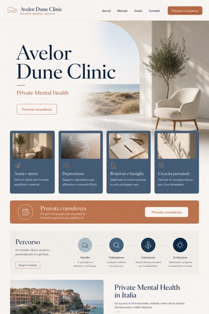 Healthcare website design for Italy, showing a clear opening, service information, supporting content, and a focused inquiry action.