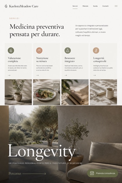 Healthcare website design for Italy, showing a clear opening, service information, supporting content, and a focused inquiry action.