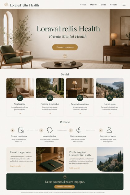 Healthcare website design for Italy, showing a clear opening, service information, supporting content, and a focused inquiry action.
