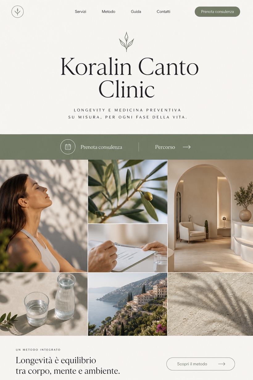 Healthcare website design for Italy, showing a clear opening, service information, supporting content, and a focused inquiry action.