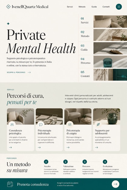 Healthcare website design for Italy, showing a clear opening, service information, supporting content, and a focused inquiry action.