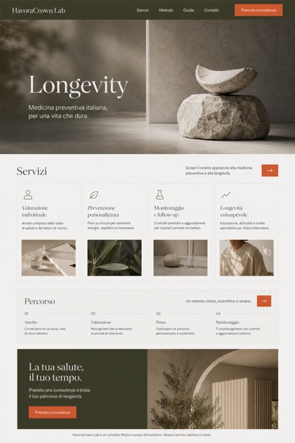 Healthcare website design for Italy, showing a clear opening, service information, supporting content, and a focused inquiry action.