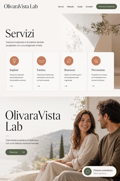 Healthcare website design for Italy, showing a clear opening, service information, supporting content, and a focused inquiry action.