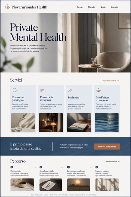 Healthcare website design for Italy, showing a clear opening, service information, supporting content, and a focused inquiry action.