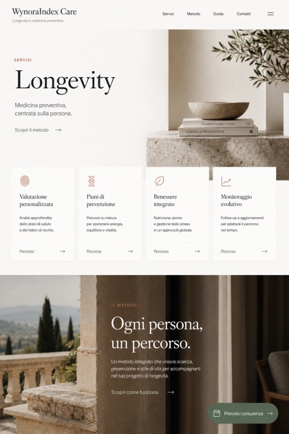 Healthcare website design for Italy, showing a clear opening, service information, supporting content, and a focused inquiry action.