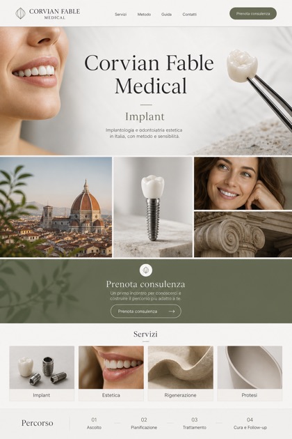 Healthcare website design for Italy, showing a clear opening, service information, supporting content, and a focused inquiry action.