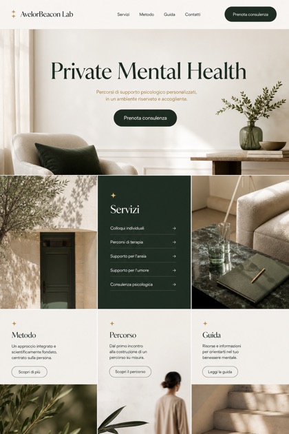 Healthcare website design for Italy, showing a clear opening, service information, supporting content, and a focused inquiry action.