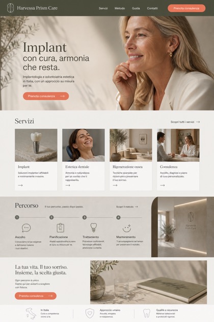 Healthcare website design for Italy, showing a clear opening, service information, supporting content, and a focused inquiry action.
