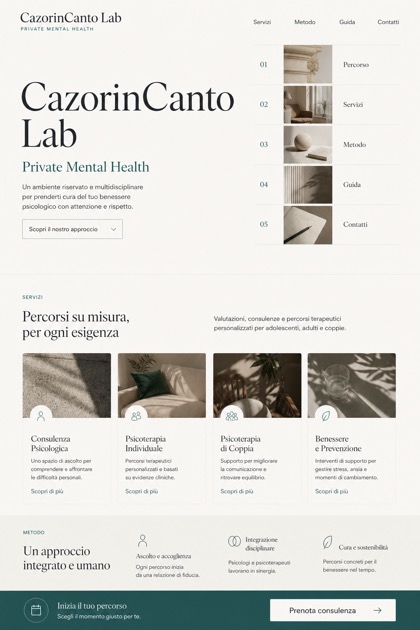 Healthcare website design for Italy, showing a clear opening, service information, supporting content, and a focused inquiry action.