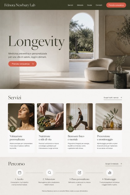 Healthcare website design for Italy, showing a clear opening, service information, supporting content, and a focused inquiry action.