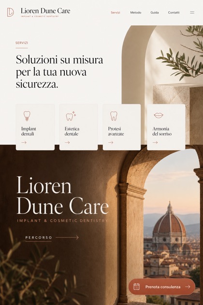 Healthcare website design for Italy, showing a clear opening, service information, supporting content, and a focused inquiry action.