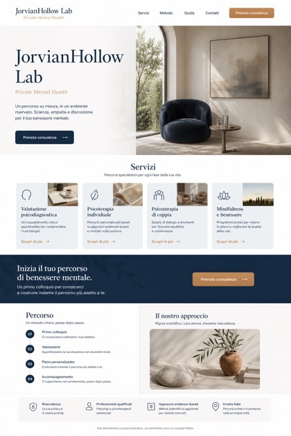 Healthcare website design for Italy, showing a clear opening, service information, supporting content, and a focused inquiry action.