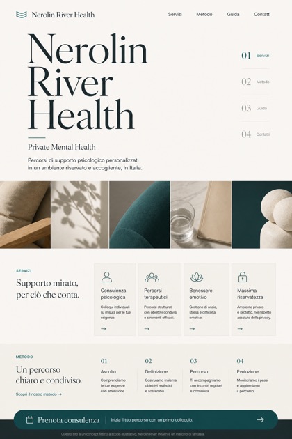 Healthcare website design for Italy, showing a clear opening, service information, supporting content, and a focused inquiry action.