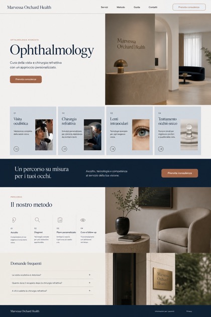 Healthcare website design for Italy, showing a clear opening, service information, supporting content, and a focused inquiry action.