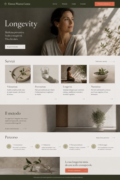 Healthcare website design for Italy, showing a clear opening, service information, supporting content, and a focused inquiry action.