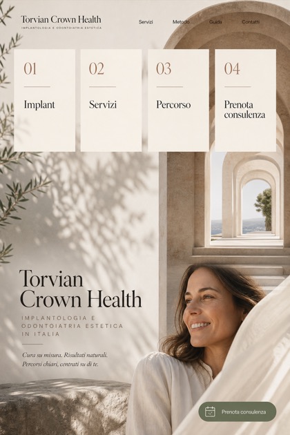 Healthcare website design for Italy, showing a clear opening, service information, supporting content, and a focused inquiry action.