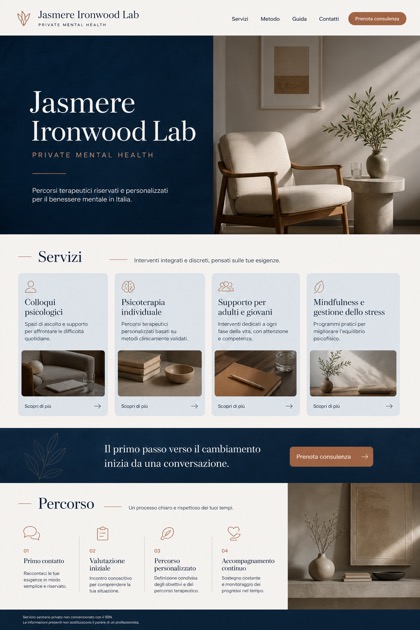 Healthcare website design for Italy, showing a clear opening, service information, supporting content, and a focused inquiry action.