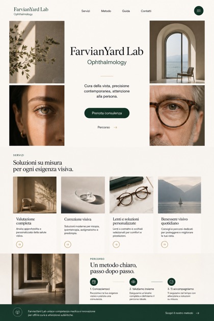 Healthcare website design for Italy, showing a clear opening, service information, supporting content, and a focused inquiry action.