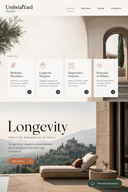 Healthcare website design for Italy, showing a clear opening, service information, supporting content, and a focused inquiry action.